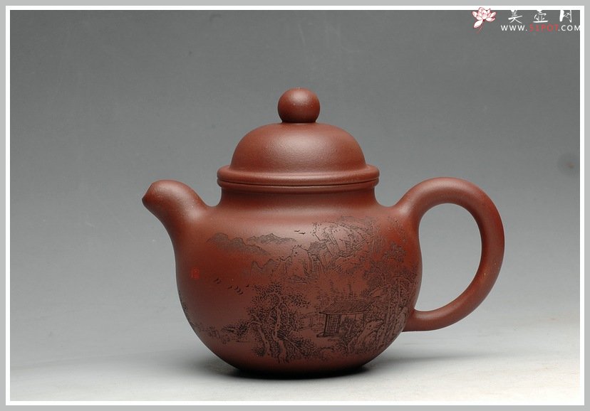 紫砂壶图片：优质地槽青 树影婆娑 山下斗诗 掇球 仅此一个 - 美壶网