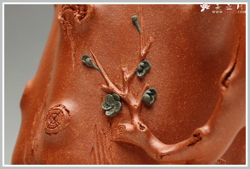 紫砂壶图片：全手梅花单杯  青梅绽放 降坡泥展现 - 美壶网