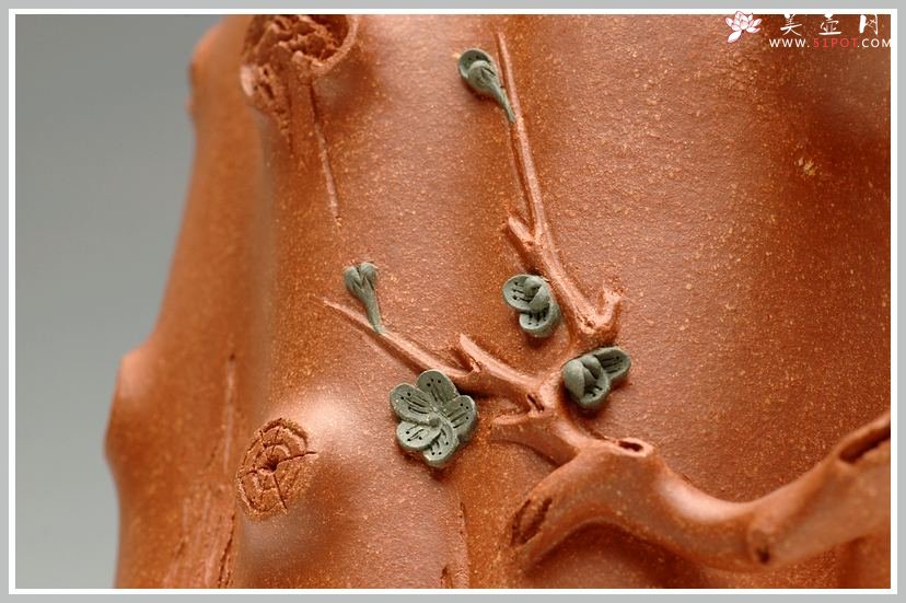 紫砂壶图片：全手梅花单杯  青梅绽放 降坡泥展现 - 美壶网