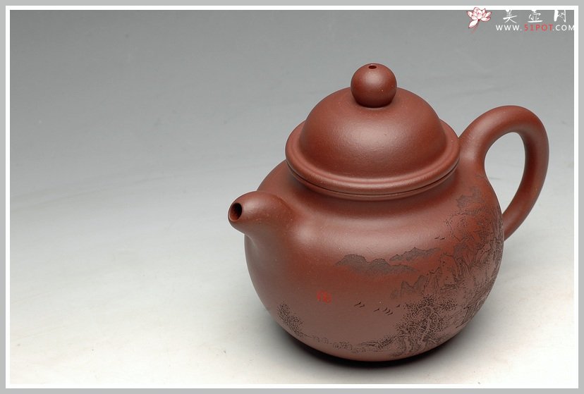 紫砂壶图片：优质地槽青 树影婆娑 山下斗诗 掇球 仅此一个 - 美壶网