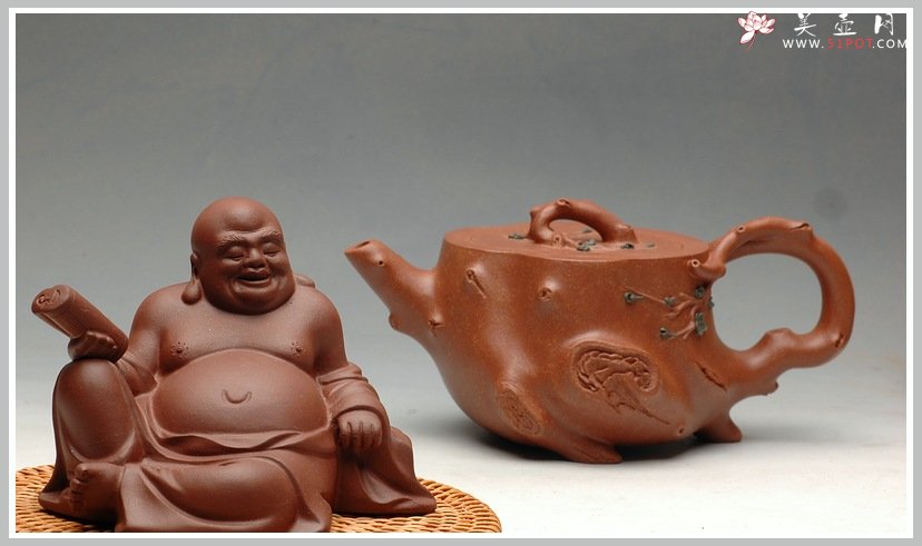 紫砂壶图片：降坡泥 全手喜上眉梢 舞动神韵 - 美壶网