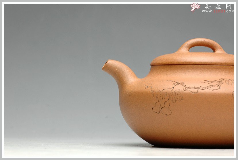 紫砂壶图片：舒展儒雅 国助工和石装饰 全手段泥合欢 - 美壶网