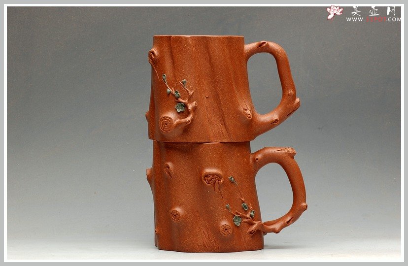 紫砂壶图片：全手梅花单杯  青梅绽放 降坡泥展现 - 美壶网