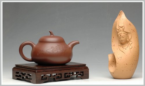 万阗阗紫砂壶 【瑕疵特价】优雅之风 和石刻绘潘天寿兰花盘 全手紫泥茄段 原矿紫泥