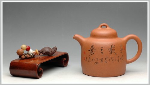 陈进紫砂壶 饱满厚重 高古聚德 优质烁金降坡泥 全手代表作高士壶 张听刚老师装饰 原矿降坡泥