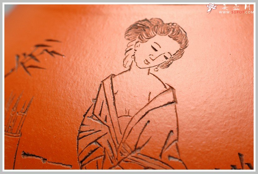 紫砂壶图片：有美共赏 琴韵书声 全手拙.意文旦 张听钢老师精品仕女 - 美壶网