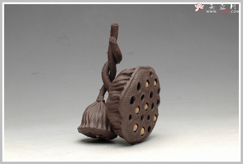 紫砂壶图片：文雅茶宠 手工精制 可看细节 精品 二只莲蓬 - 美壶网