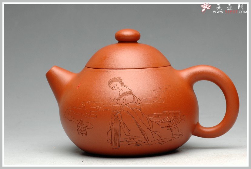 紫砂壶图片：有美共赏 琴韵书声 全手拙.意文旦 张听钢老师精品仕女 - 美壶网
