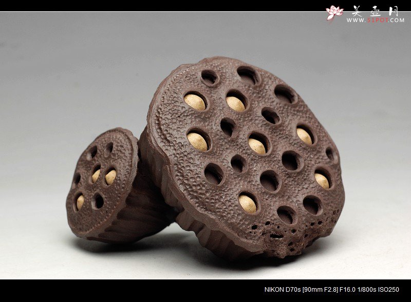 紫砂壶图片：文雅茶宠 手工精制 可看细节 精品 二只莲蓬 - 美壶网