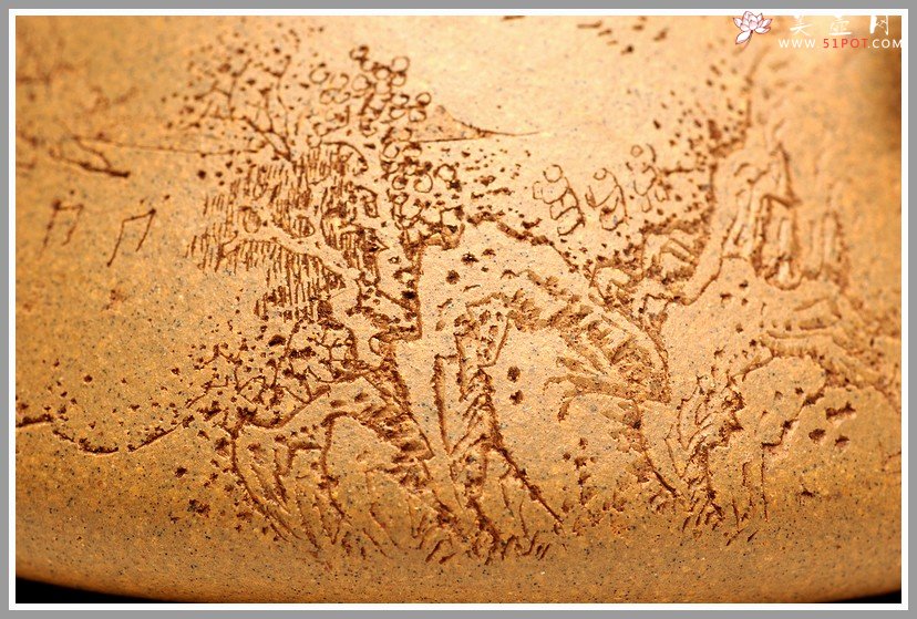 紫砂壶图片：李彦雄装饰山水 福星高照之全手子冶石瓢 骨肉均挺 - 美壶网