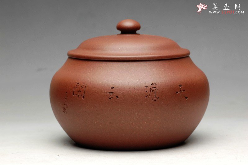 紫砂壶图片：文房雅器 王翔鸟之茶仓 墨陶刻绘 - 美壶网