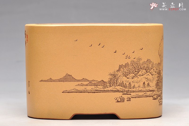 紫砂壶图片：四方浅刻水洗 新年通景水洗 - 美壶网