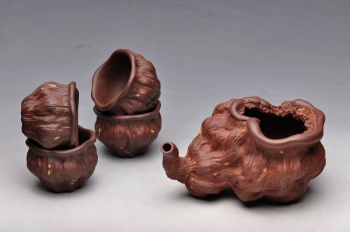 刘景紫砂壶 刘景 莲蓬大公道之二 套组 1公道4杯 