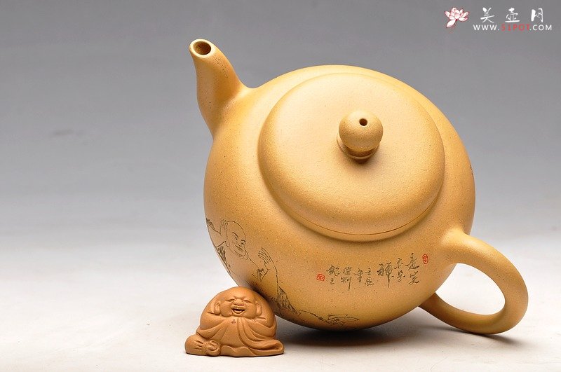 紫砂壶图片：线条流畅 灵动大品 福缘 布袋佛 - 美壶网