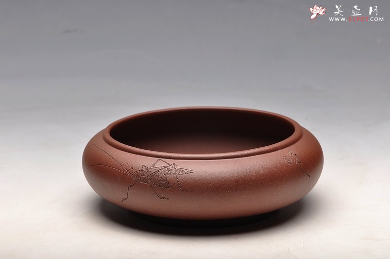 紫砂壶图片：蟋蟀 生动形象 文玩杂项 手工精品笔洗1 优质紫泥 - 美壶网