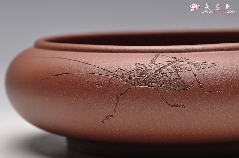 紫砂壶图片：蟋蟀 生动形象 文玩杂项 手工精品笔洗1 优质紫泥 - 美壶网