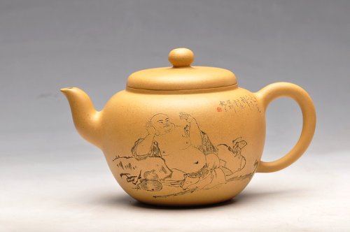 钱伟刚紫砂壶 线条流畅 灵动大品 福缘 布袋佛 黄金段