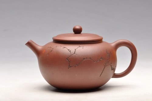 （小）吴杰紫砂壶 炮管直流 枯枝鸟 古韵耐品 全手贡珠 原矿底槽清