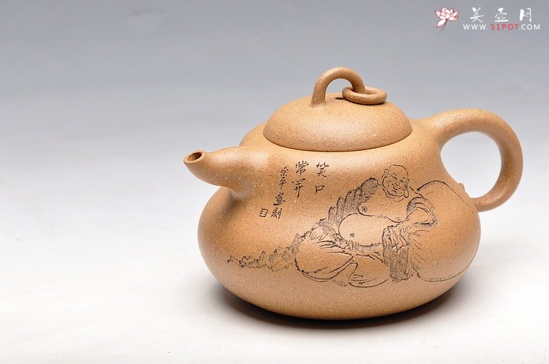紫砂壶图片：优质段泥 漂亮优雅 矮葫芦 笑口常开 - 美壶网