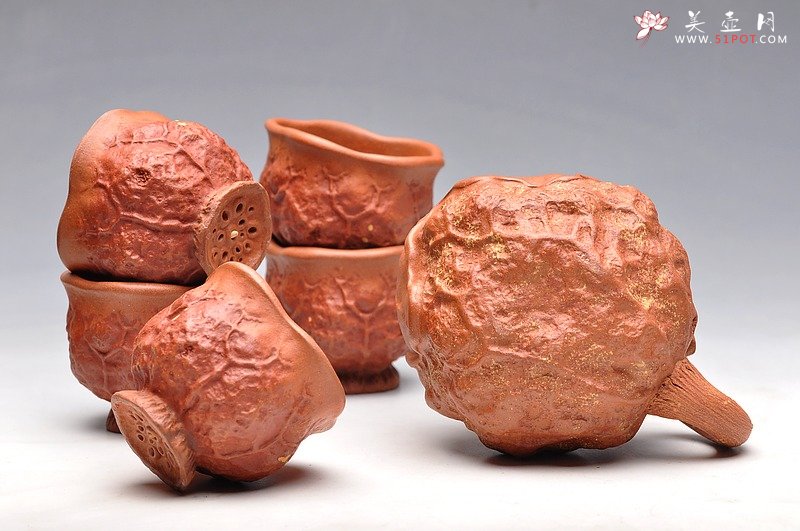 紫砂壶图片：刘景降坡泥新公道杯子6件套 - 美壶网