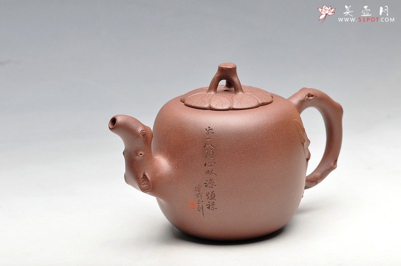紫砂壶图片：老味具显 造型大方简练  贴叶自然生动 木瓜 - 美壶网