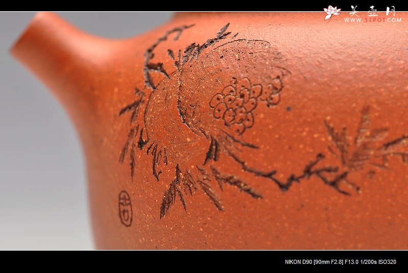 紫砂壶图片：实用小壶 降坡泥 石榴多子多福 春樱 - 美壶网