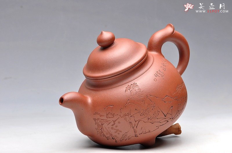 紫砂壶图片：巍峨大气 三足之势 三足鼎 人物细腻传神 送礼自藏佳品 - 美壶网