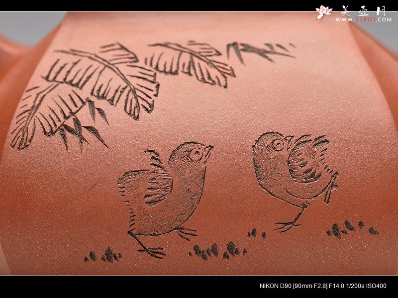 紫砂壶图片：线面挺快 张听刚老师装饰 四方抽角 - 美壶网