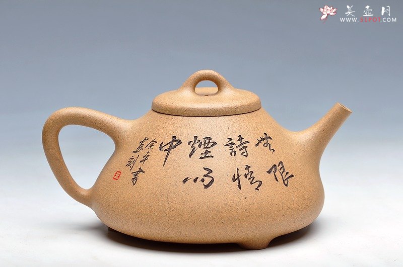 紫砂壶图片： 精神刚挺 全手子冶石瓢 无限诗情烟雨中 - 美壶网