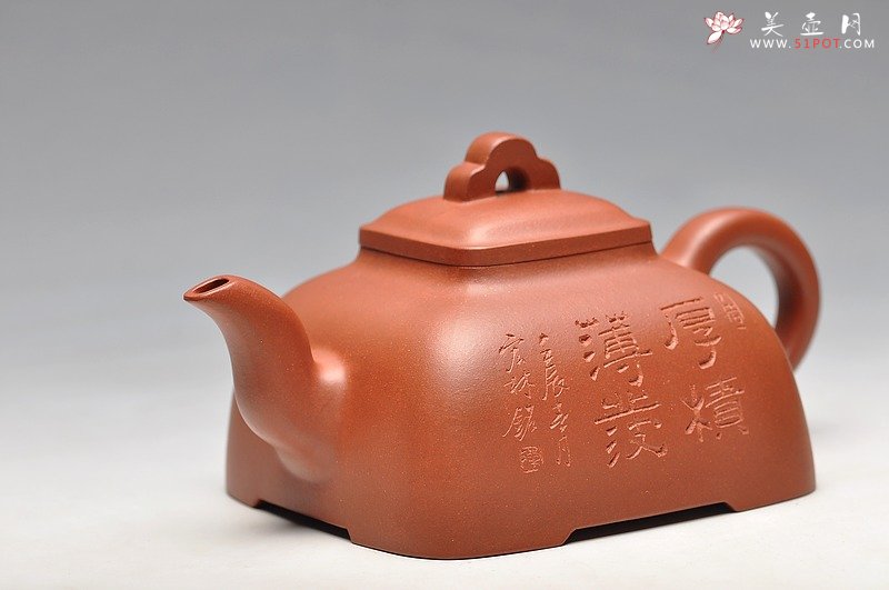 紫砂壶图片：强强联合 国工师陈宏林装饰  全手经典孤菱 珍藏精品 - 美壶网