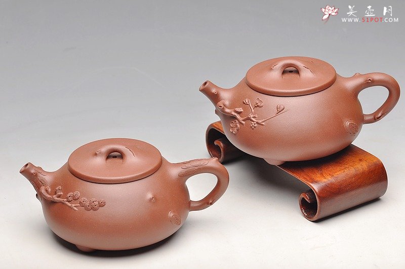 紫砂壶图片：道法自然 实用花器 梅、松石瓢 - 美壶网