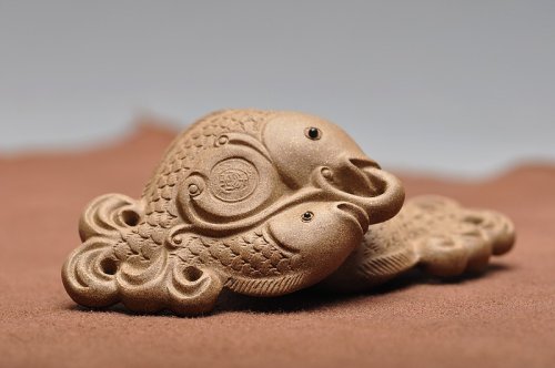 美壶定制紫砂壶 双鱼挂坠 精品茶宠 小水牛 核桃 