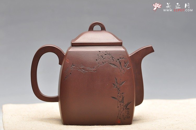 紫砂壶图片：鲍志强高徒历上清装饰 铮铮铁骨 俊雅精品 汉方 - 美壶网