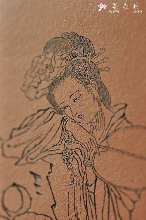 紫砂壶图片：张云熙之精品八方笔筒 四大美女 已收藏，只供欣赏 - 美壶网