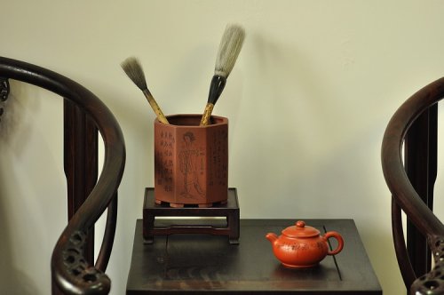 张云熙紫砂壶 张云熙之精品八方笔筒 四大美女 已收藏，只供欣赏 原矿紫泥