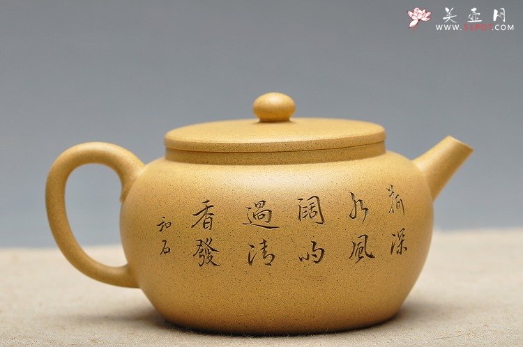 紫砂壶图片：国助工和石装饰 荷深水风阔,雨过清香发 全手古柿 - 美壶网