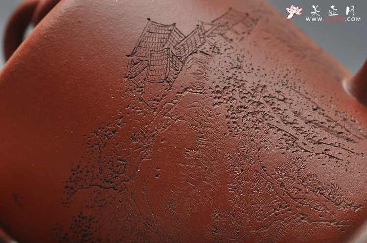 紫砂壶图片：进步之作 全手大双圈 实力作品 李彦雄通景山水装饰 - 美壶网