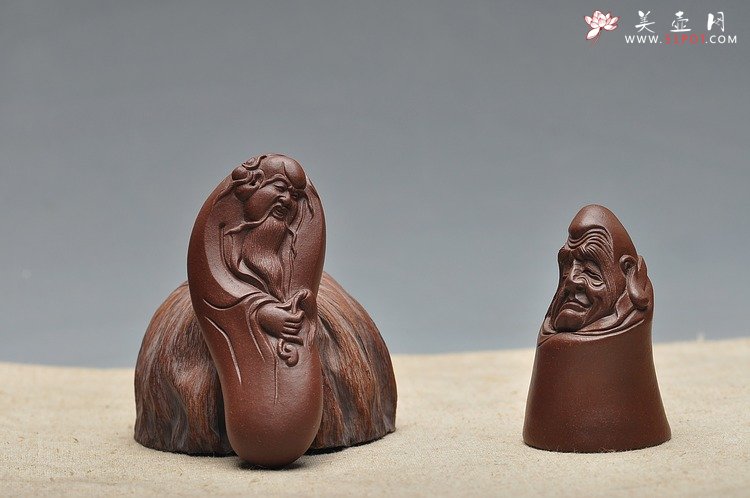 紫砂壶图片：如意手把件 做工精细 把玩 长8.4cm - 美壶网