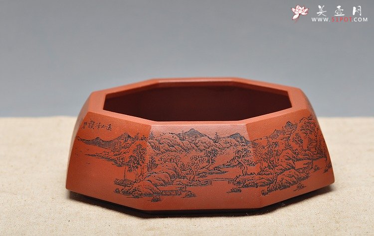 紫砂壶图片：山水怡情 全手工八方小水洗 - 美壶网