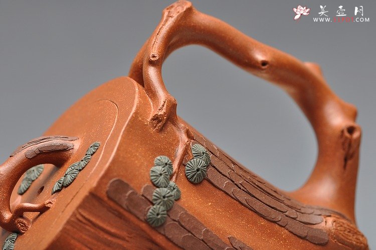 紫砂壶图片：挺拔俊秀 生机盎然 全手精品 青松套组 - 美壶网