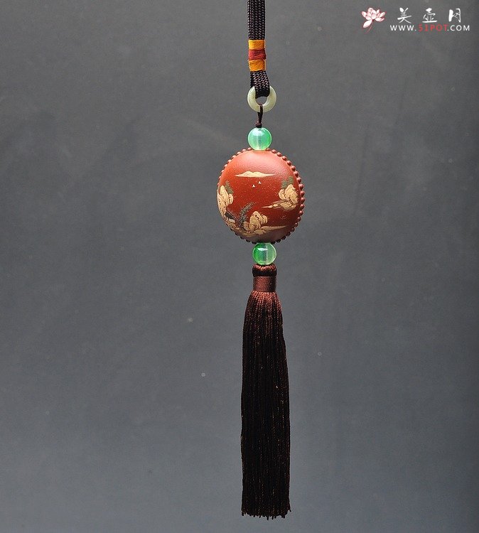 紫砂壶图片：美壶定制 原创泥绘精品紫砂车挂 把玩件 精致好玩 - 美壶网