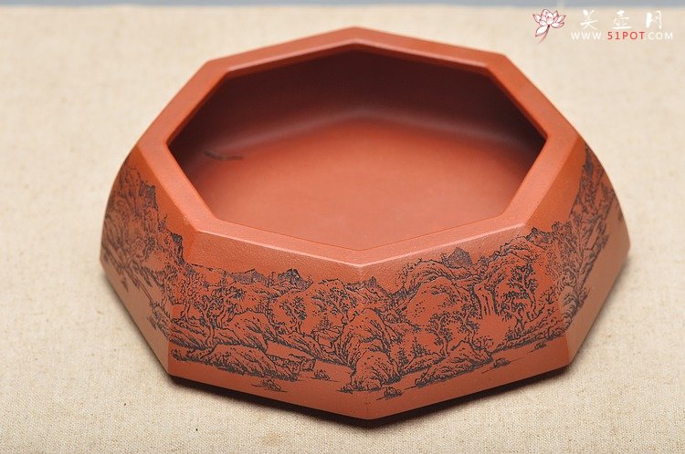 紫砂壶图片：山水怡情 全手工八方小水洗 - 美壶网