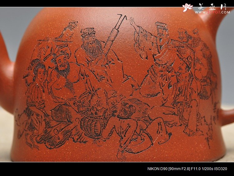 紫砂壶图片：气韵长啸  全手大神钟 逸品得趣 饮中八仙 - 美壶网