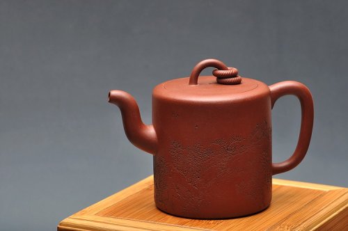 吴*紫砂壶 进步之作 全手大双圈 实力作品 李彦雄通景山水装饰 原矿底槽清