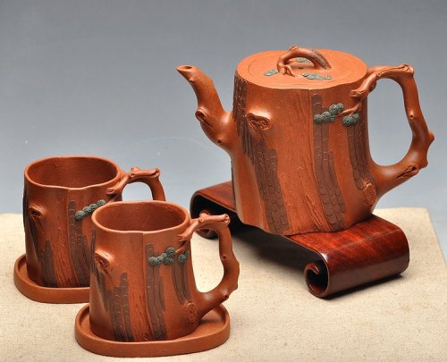 单志萍紫砂壶 挺拔俊秀 生机盎然 全手精品 青松套组 原矿降坡泥