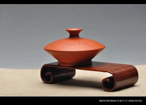 美壶定制紫砂壶 花插瓶 朱泥 文雅赏玩 国助和石装饰 原矿朱泥