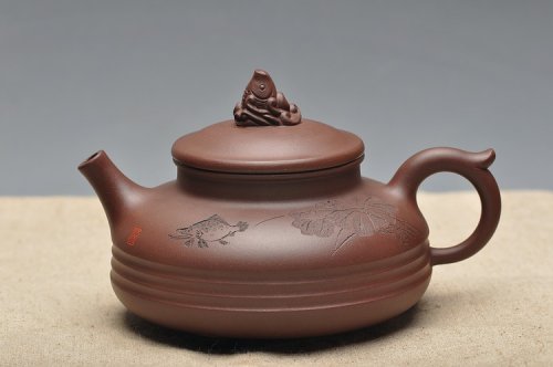 顾小英紫砂壶 造型新颖 寓意吉祥 鱼跃壶 送礼佳品 老拼紫 原矿紫泥