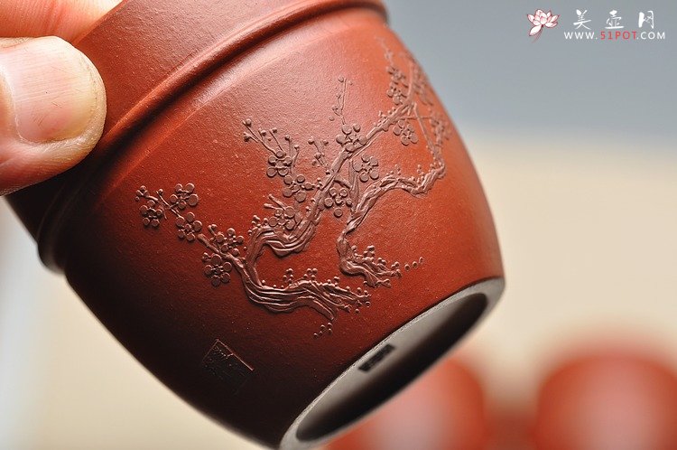 紫砂壶图片：品茗杯套组  泥绘精品 朱泥 - 美壶网