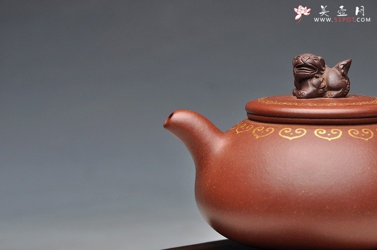 紫砂壶图片：真金装饰 自然优雅 送礼自用  如意狮韵 优质底槽青 - 美壶网