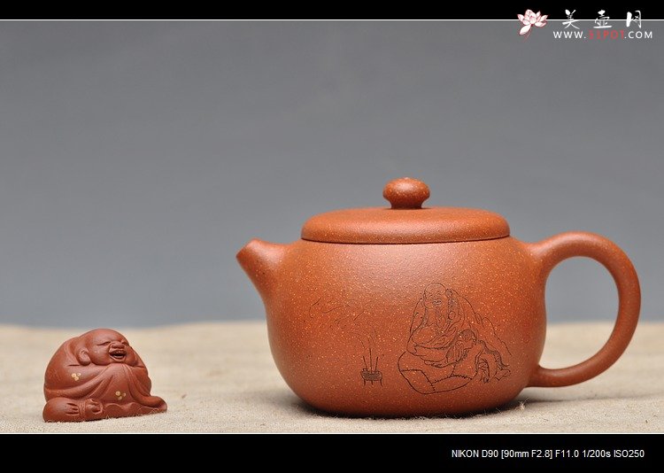 紫砂壶图片：是笑是佛 笑口米勒  宽口文旦 - 美壶网